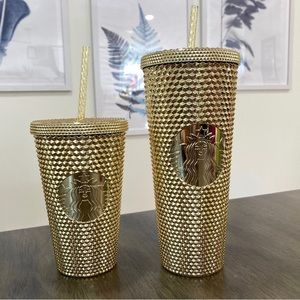 2022Christmas special edition collector 1 Venti and 1Grande gold bling tumblers